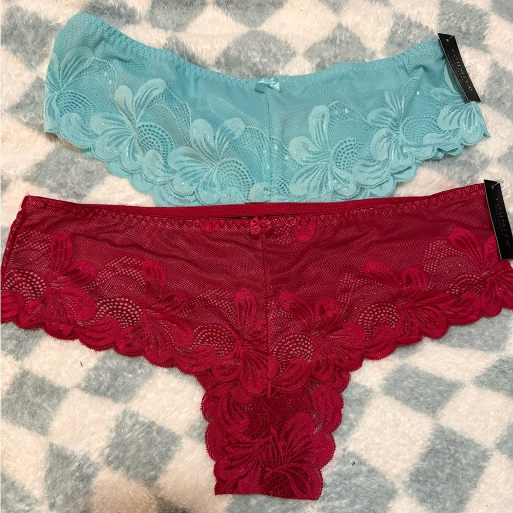 NWT Youmita Blue & Red Lace Panties 2x